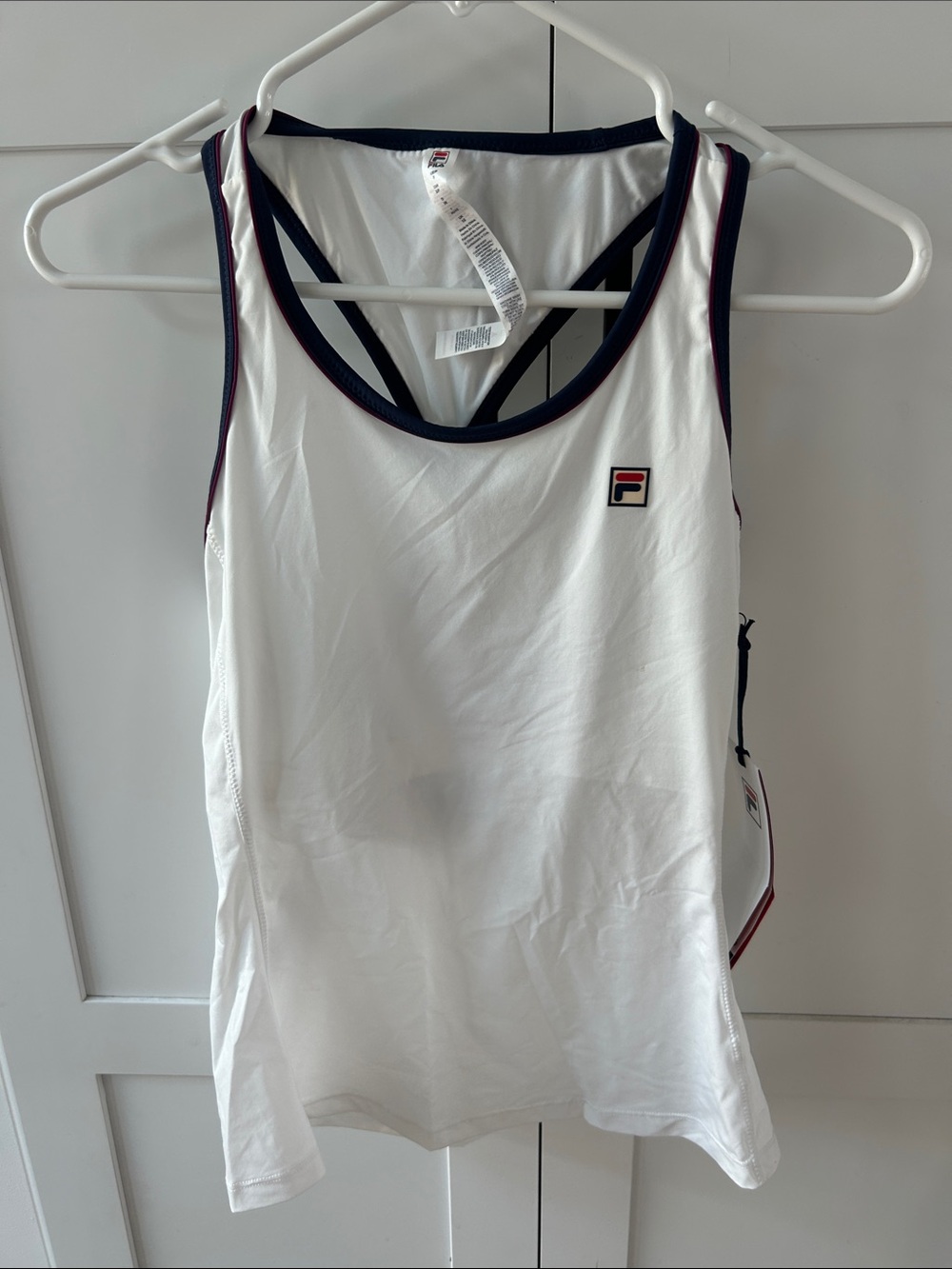 FILA White Tank Top with Navy and Red Trim